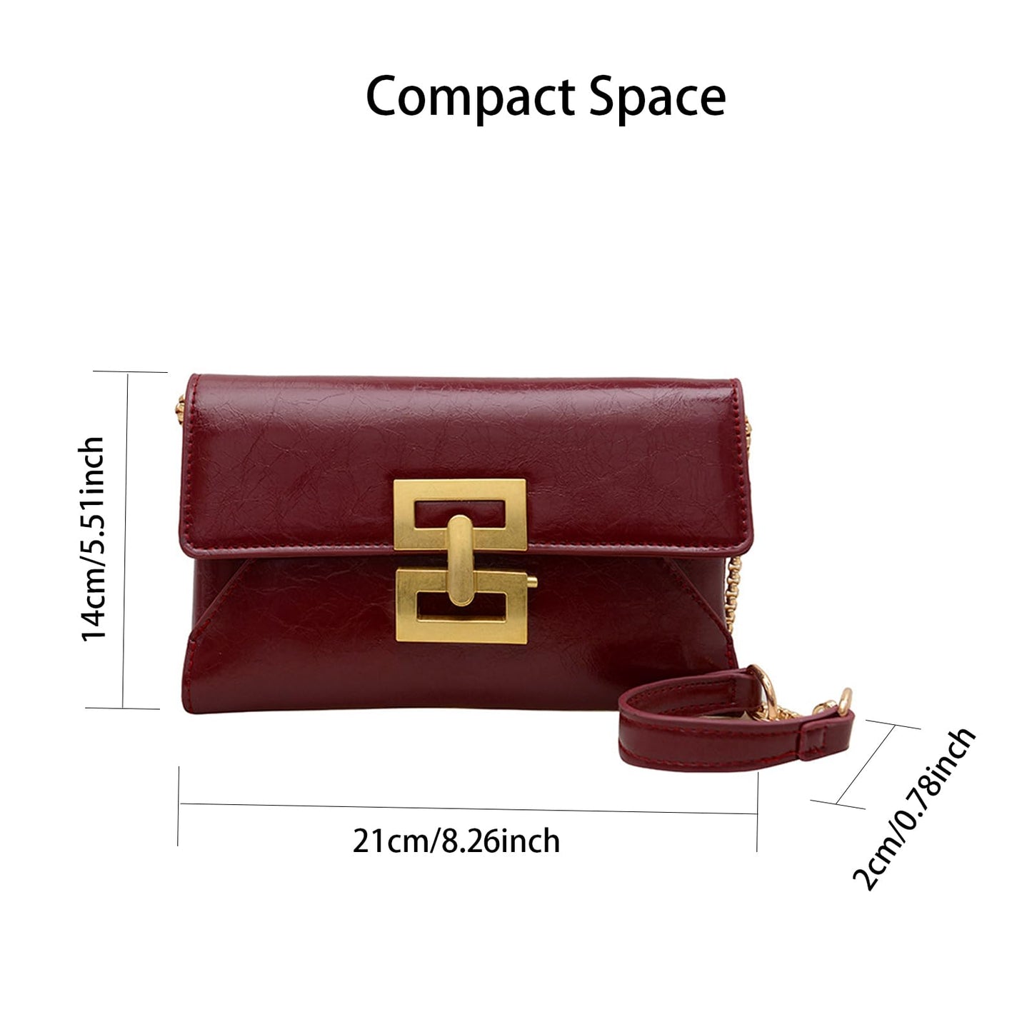 GRUMOTA Mini Burgundy Crossbody Envelope Bag for Women,Vintage PU Leather Clutch Purse, Small Evening Handbags(Wine Red)
