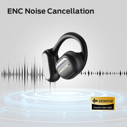 Monster Open Ear Headphones Touch Screen Earbud, Open Touch Pro 100 Wireless Earbuds Support TF Card, Bluetooth Earbuds with ENC Clear Talk, Multiple EQ Modes, Comfort Earhooks, IPX5, 30H Playback