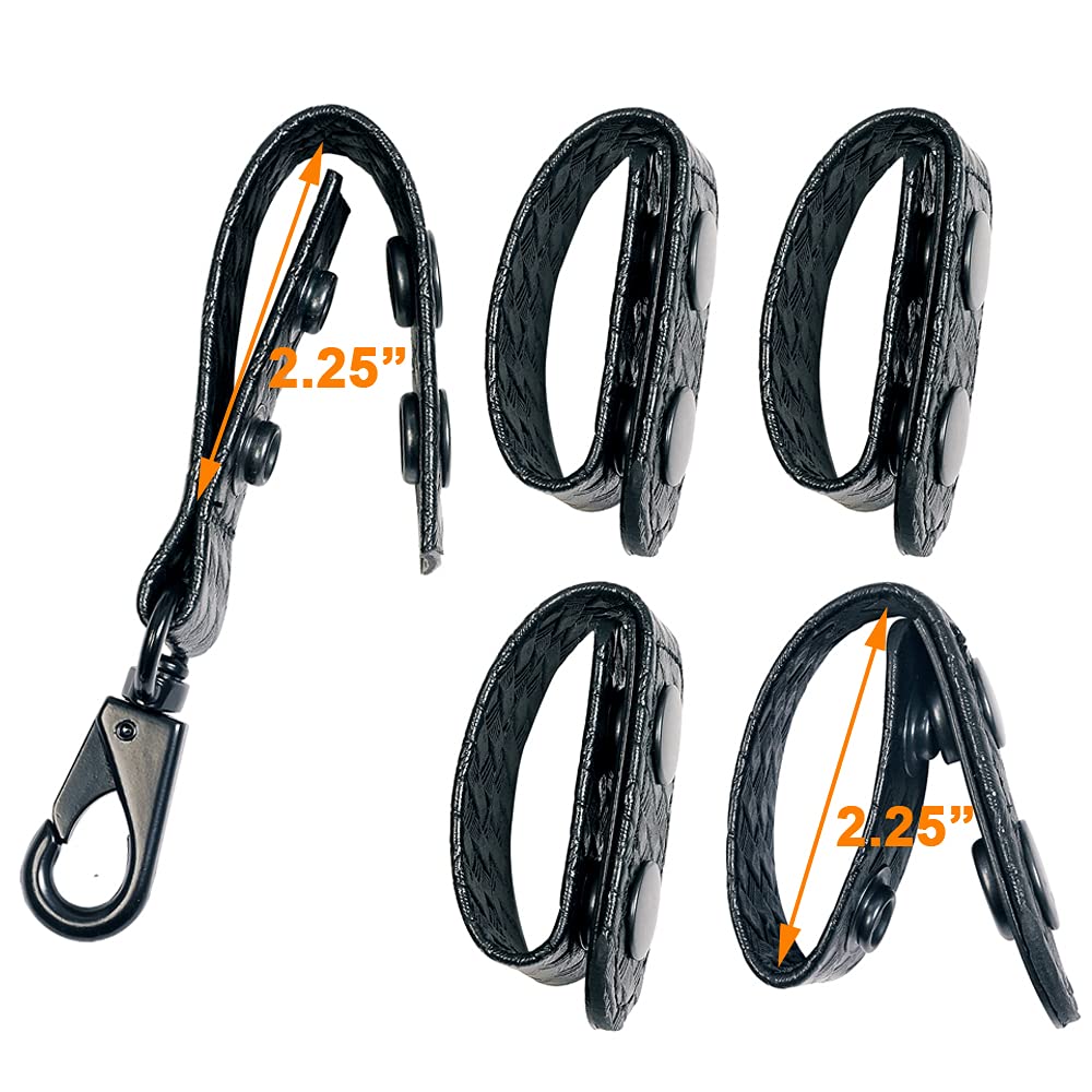 TAFTACFR Basketweave Duty Belt Keeper with Double Snaps(Set of 4) +1 Keeper with Strong Plastic Key Clip(1 Pack)