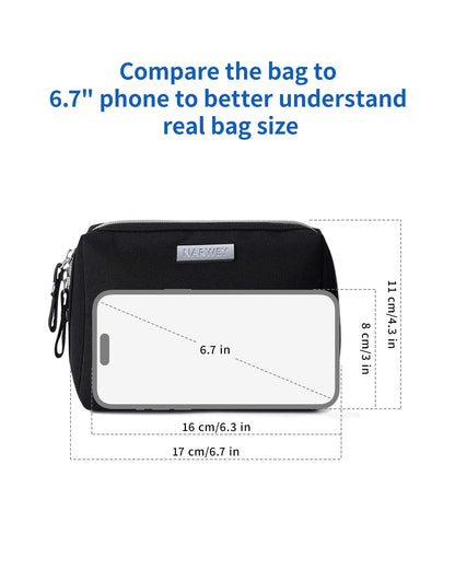Narwey Small Makeup Bag for Purse Mini Cosmetic Bag Travel Makeup Pouch Zipper Pouch Cute Make up Bags with Compartments for Women (Small, Black)