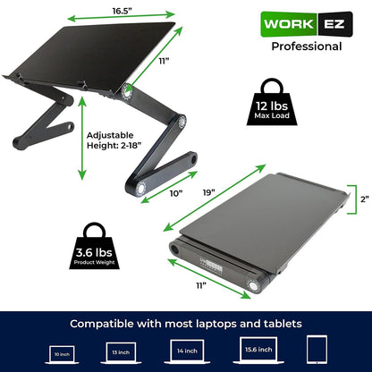 WorkEZ Adjustable Laptop Stand for Desk, Adjustable Height Laptop Stand, Ergonomic Foldable Portable PC Holder, Computer Riser, Home Office Supplies