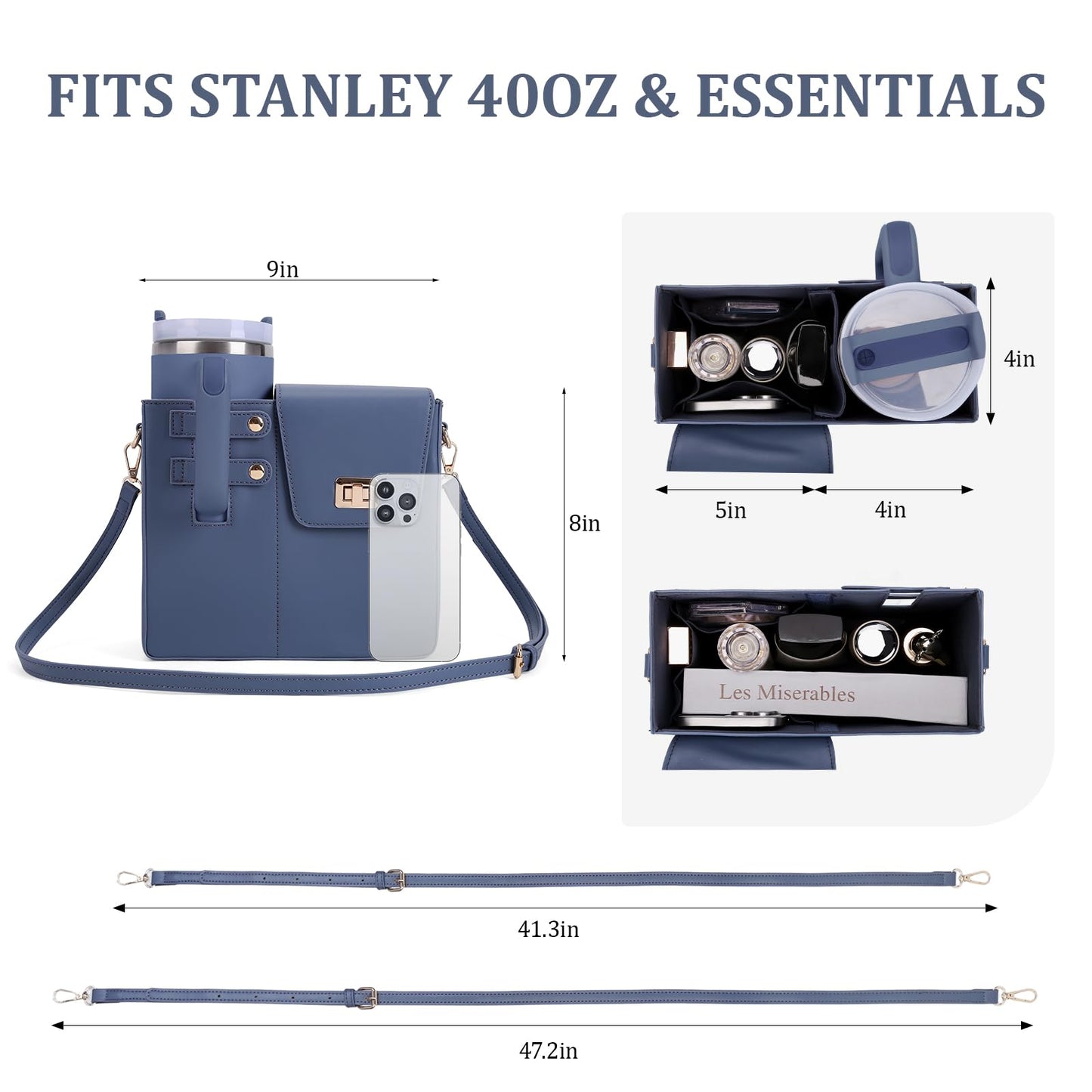 Stanley Purse Cup Holder Bag- Outdoor Portable Crossbody Bag for Stanley Cup Tumbler Purse