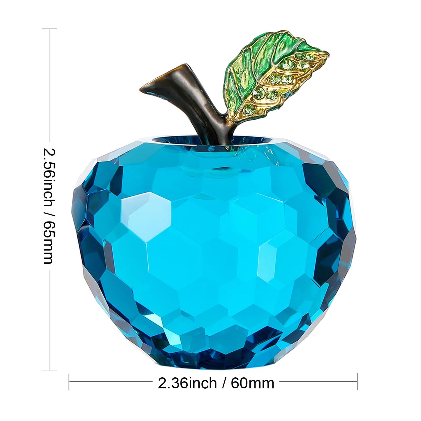 Vie jeune Crystal Apple Figurine Paperweight, Handmade Statue Ornament Home Decoration, Collectible Crystal Crafts, Come with Gift Box, Great Gift for Birthday Holidays Christmas (Blue-60mm)