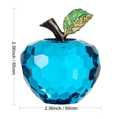 Vie jeune Crystal Apple Figurine Paperweight, Handmade Statue Ornament Home Decoration, Collectible Crystal Crafts, Come with Gift Box, Great Gift for Birthday Holidays Christmas (Blue-60mm)
