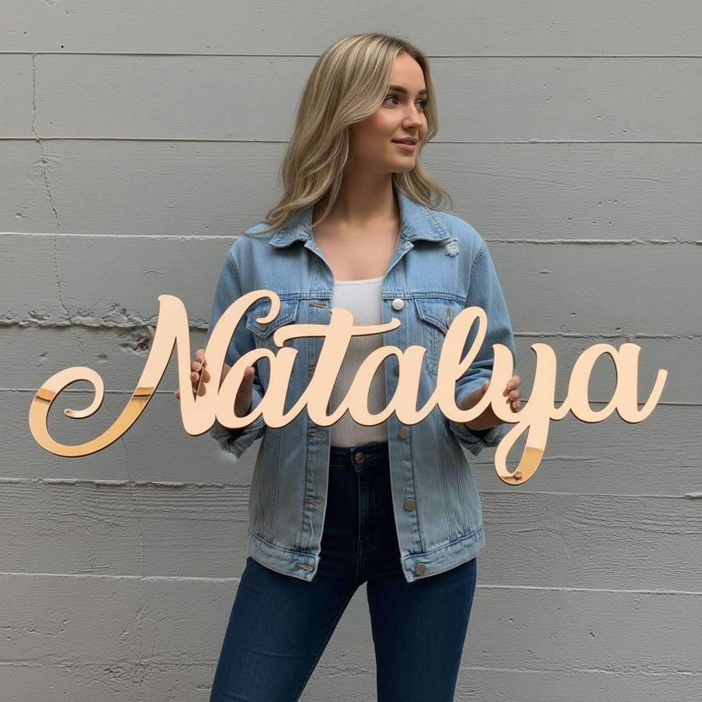 Custom Acrylic Name Sign for Nursery, Handmade 3D Laser Cut Personalized Name Mirror Sign for Wall, Home Bedroom Party Salon Birthday Gift Wedding Event