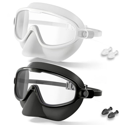 Aegend Swim Goggles Adult with Nose Cover 2 Pack, Anti-Fog UV400 No Leak Goggles for Men Women, Clear View Swimming Goggles