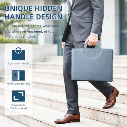 [BRAVE ELK] All-in-One Zippered Padfolio Business Portfolio, Textured Leather Portfolio Binder with 40 Transparent Sleeves, Tablet Holder & Writing Pad, Professional Document Organizer for Men & Women