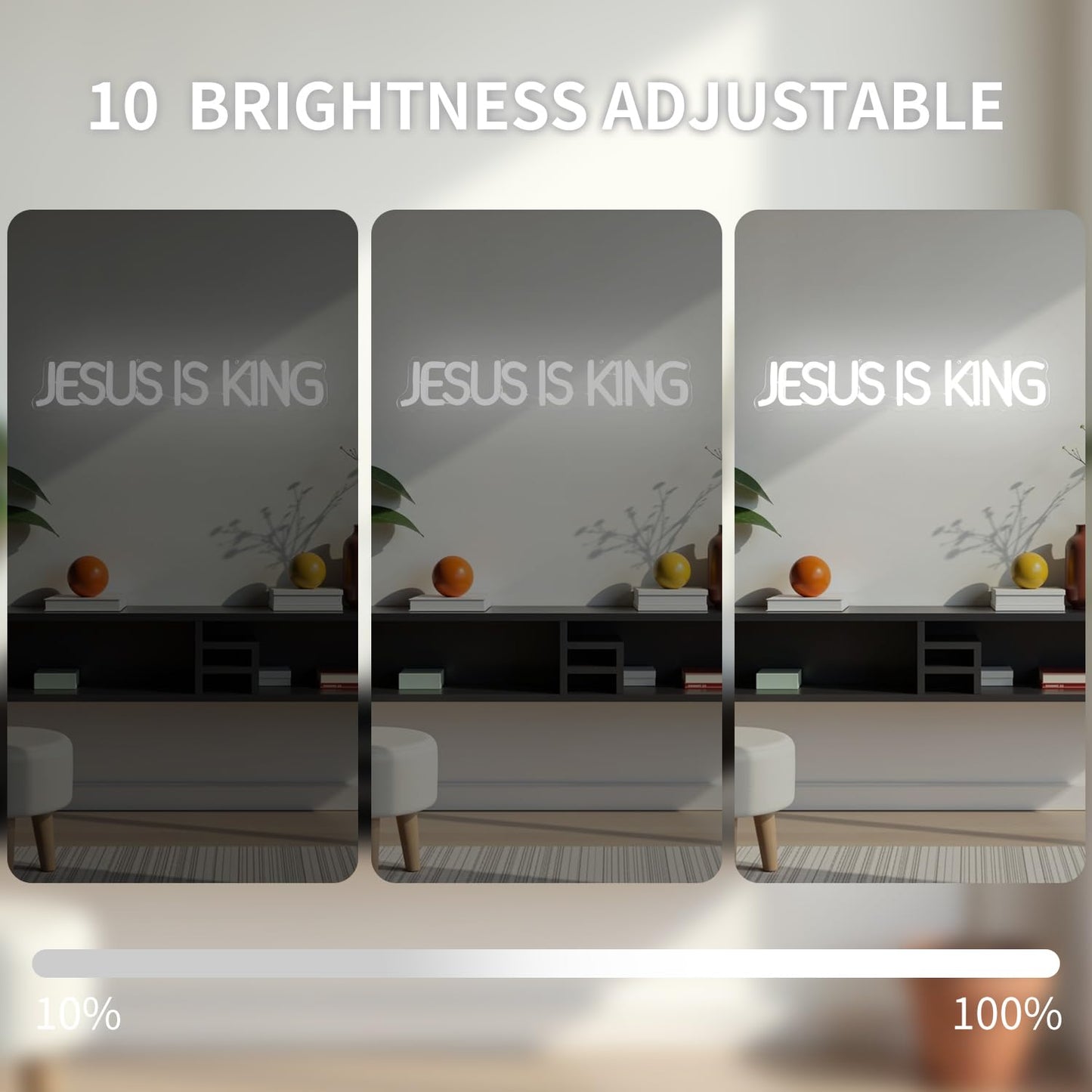 Vveikea Jesus Is King Neon Sign Jesus Led Sign Dimmable Christ Is King Neon Light Sign Easter Lights God Light Up Sign for Christian Wall Decor Easter Christmas Gifts