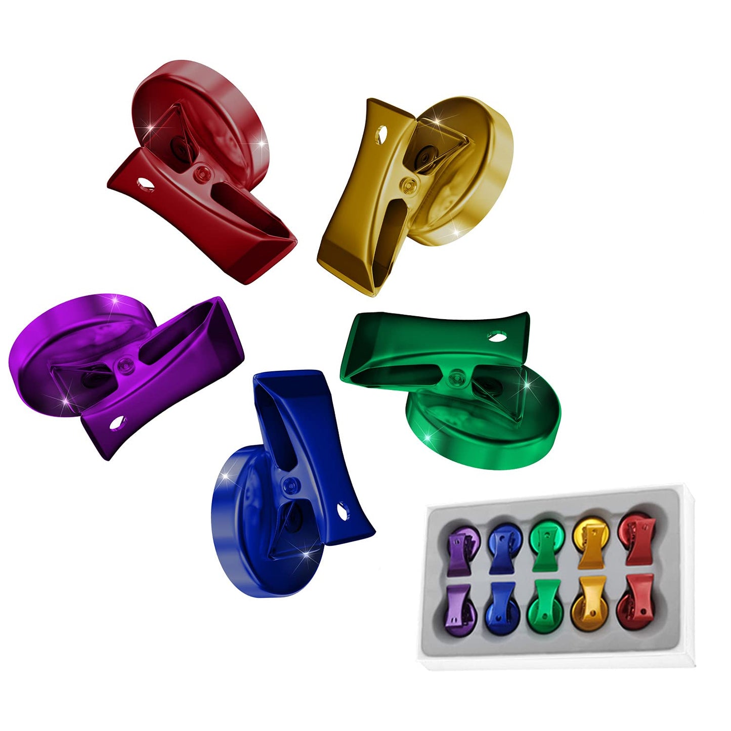 NEOCLICK Magnetic Clips Heavy Duty 10 Pack | Strong Force Magnet Clips with Anti-Scratch Pads for Fridge, Whiteboard, Kitchen & Office Organization, Mix-Color