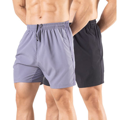 Gaglg Men's 5" Running Shorts 2 Pack Quick Dry Athletic Workout Gym Shorts with Zipper Pockets Black/Gray,Large