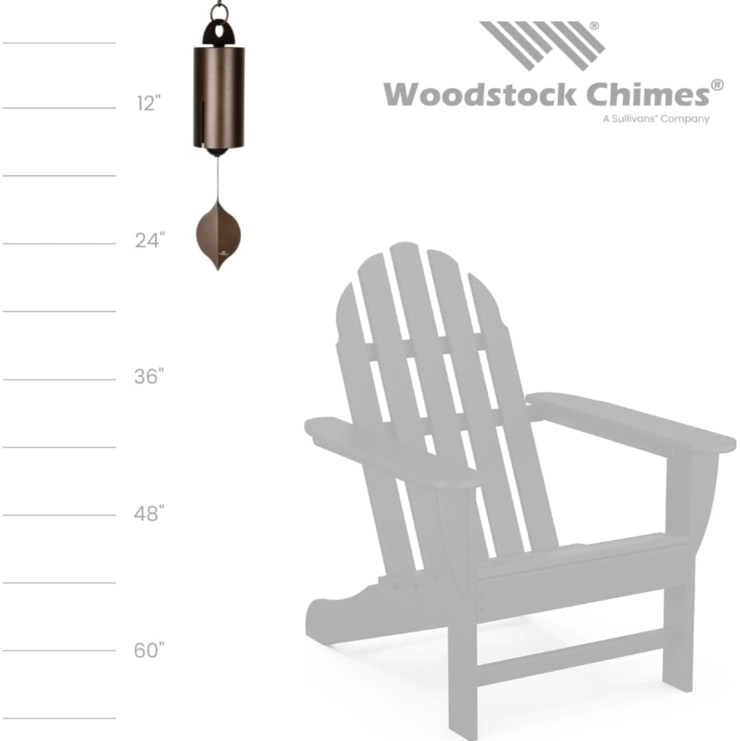 Woodstock Wind Chimes Heroic Windbell Wind Chimes for Outside, 24" Copper Medium Windchime for Outdoor Garden, Patio, Porch Wind Bell, Deep Tone Sound