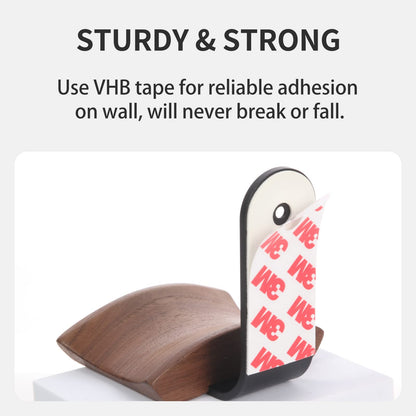 Mt.Jun Walnut Wood Headphone Wall Mount Holder, with VHB Adhesive Tape and Screw, Holds 10 lbs (Black & Walnut Wood)