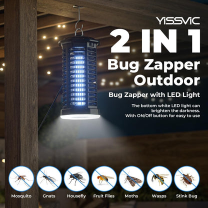 YISSVIC Bug Zapper Outdoor Indoor Waterproof Electric Mosquito Lamp Fly Zapper Killer Effective 4200V Plug in for Home Patio Office Courtyard