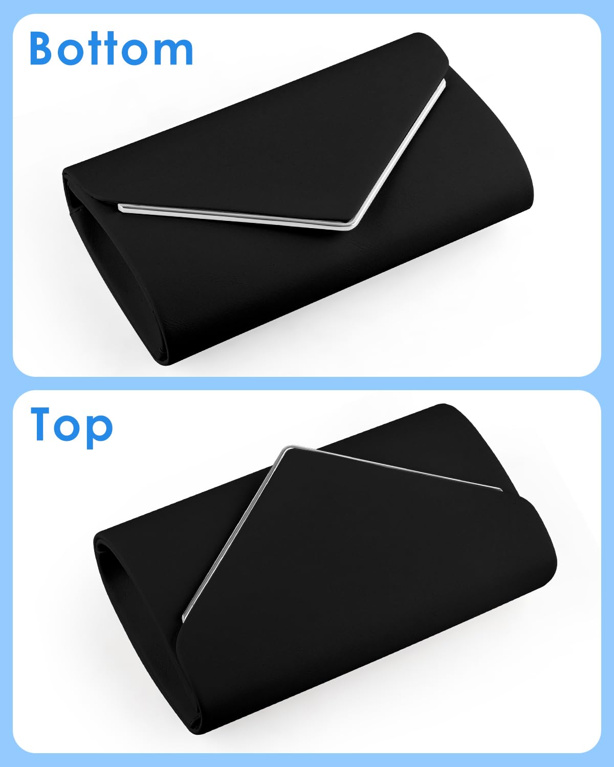TINDTOP Clutch Purses for Women, PU Leather Formal Evening Bags Shoulder Party Handbags Wedding Cocktail Prom Clutches (Black)