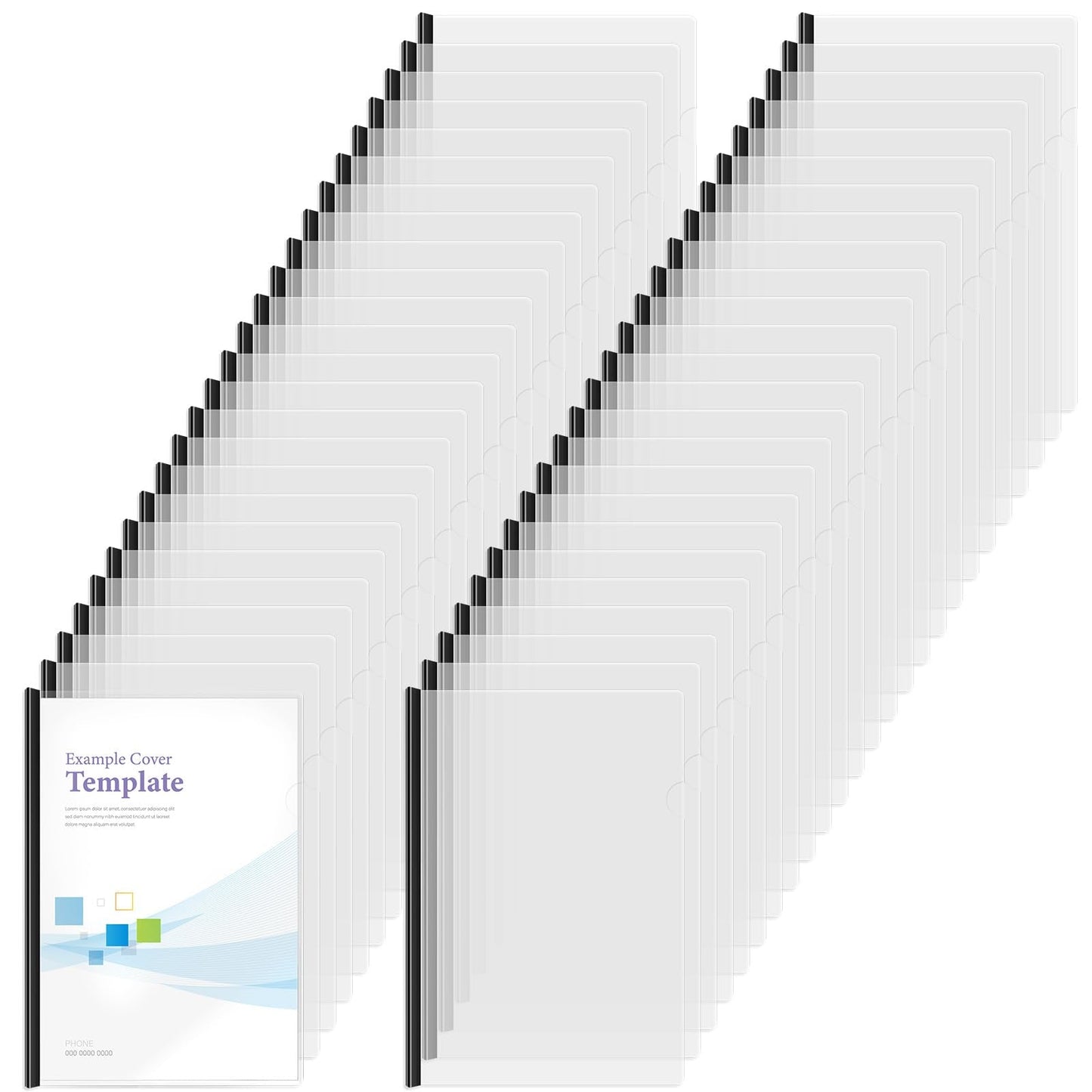 100 Pcs Clear Report Covers with Sliding Bars Sliding Bar File Folder Binder Plastic Report Folder for File Paper Book Resume Letter Office, 30 Sheet Capacity(Black)