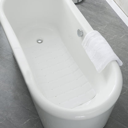 Webos Foldable Silicone Bathtub Mat: Jumbo Size Heavy Duty Safety Bath Mat for Tub Without Suction Cups Non Slip Bath & Shower Mat for Textured, Reglazed, Refinished Tub (White, 35.8 x 17.7)