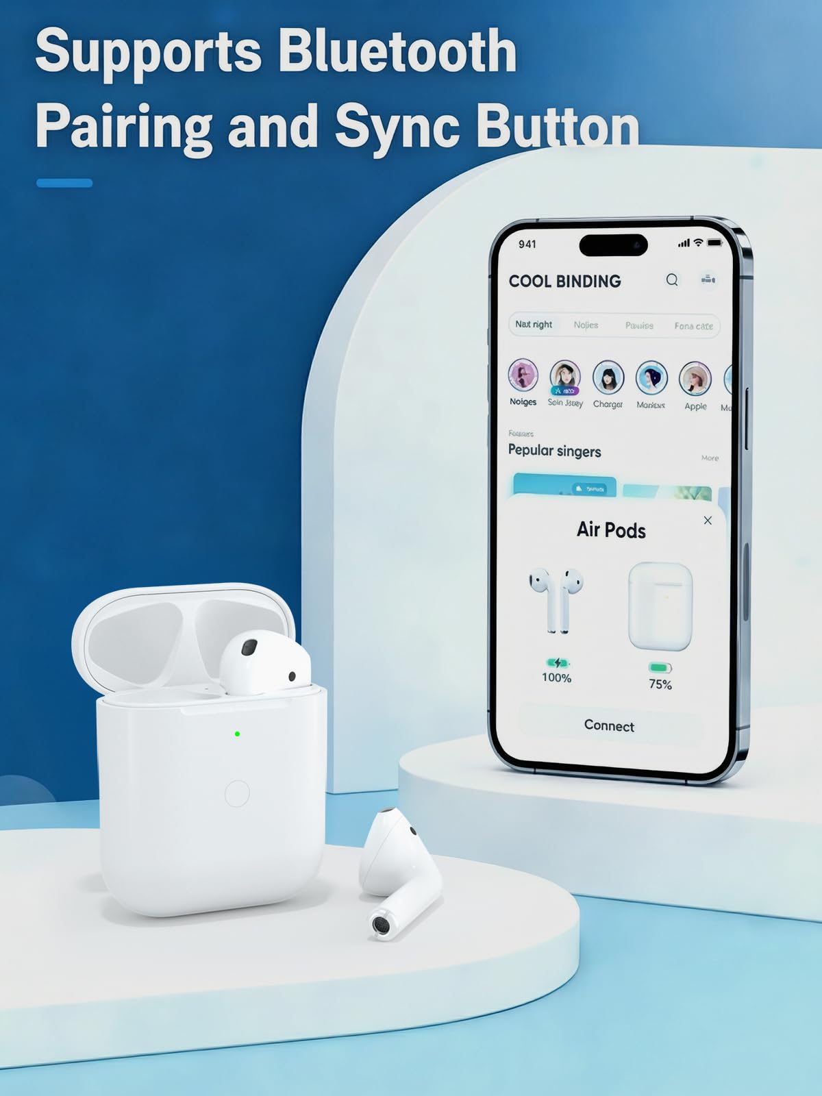 Replacement Charging Case for AirPods 1st/ 2nd Generation, Wireless Charger Case for Air Pod 1/2 Gen, Support Bluetooth Pairing Sync Button, No Earbuds (L-Port)