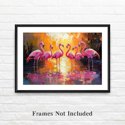 Yesad Flamingo Wall Art, Flamingo Canvas Wall Art Prints Tropical Pictures Poster Wall Décor for Living Room Bedroom Office Animal Lover Gift Home Decorations (Unframed,36”x24”, Flamingo)
