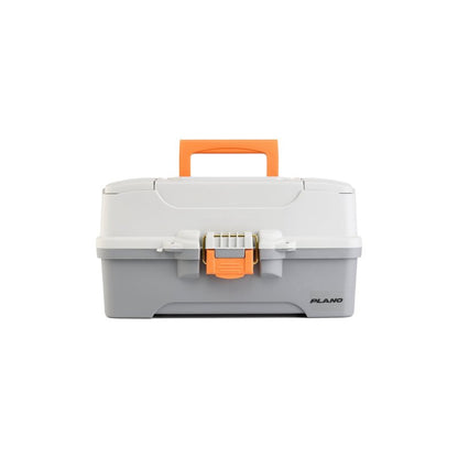 Plano Three-Tray Tackle Box, Light Grey/Dark Grey, Rust-Proof Brass Latch, Top-Access Tray with Deep Storage, Made in the USA, Portable Fishing Gear Storage Organizer