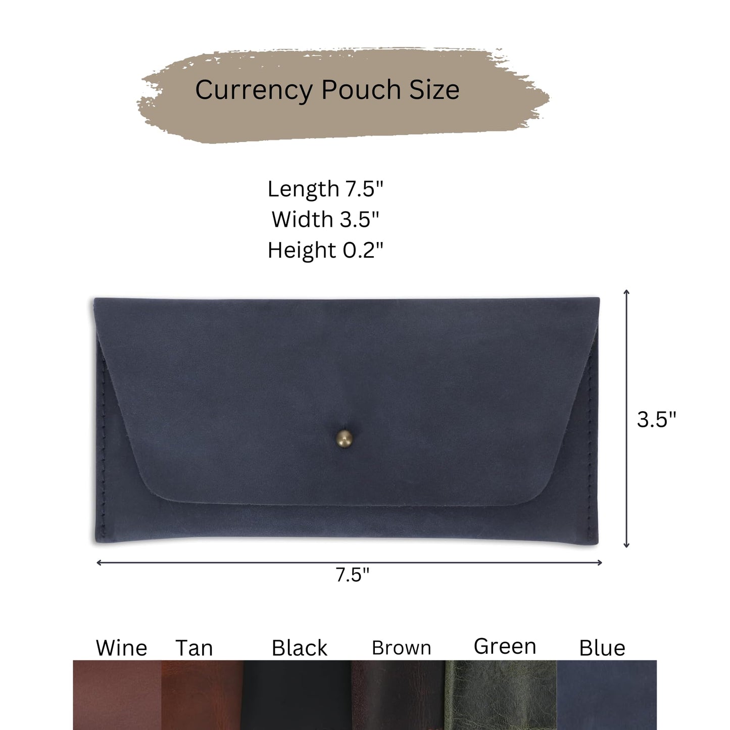 CestAntiQ Leather Currency Pouch (Wine) Large Flap Continental Wallet with Button Closure Utility Organizer Bag for Cash Coins Handmade Leather Money Pouch Currency Envelope Storage Bag for Men Women