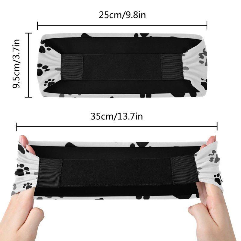 OTVEE Black Gray Dog Paw Print Headband for Women, Elastic Headwraps Hair Band Sweatband