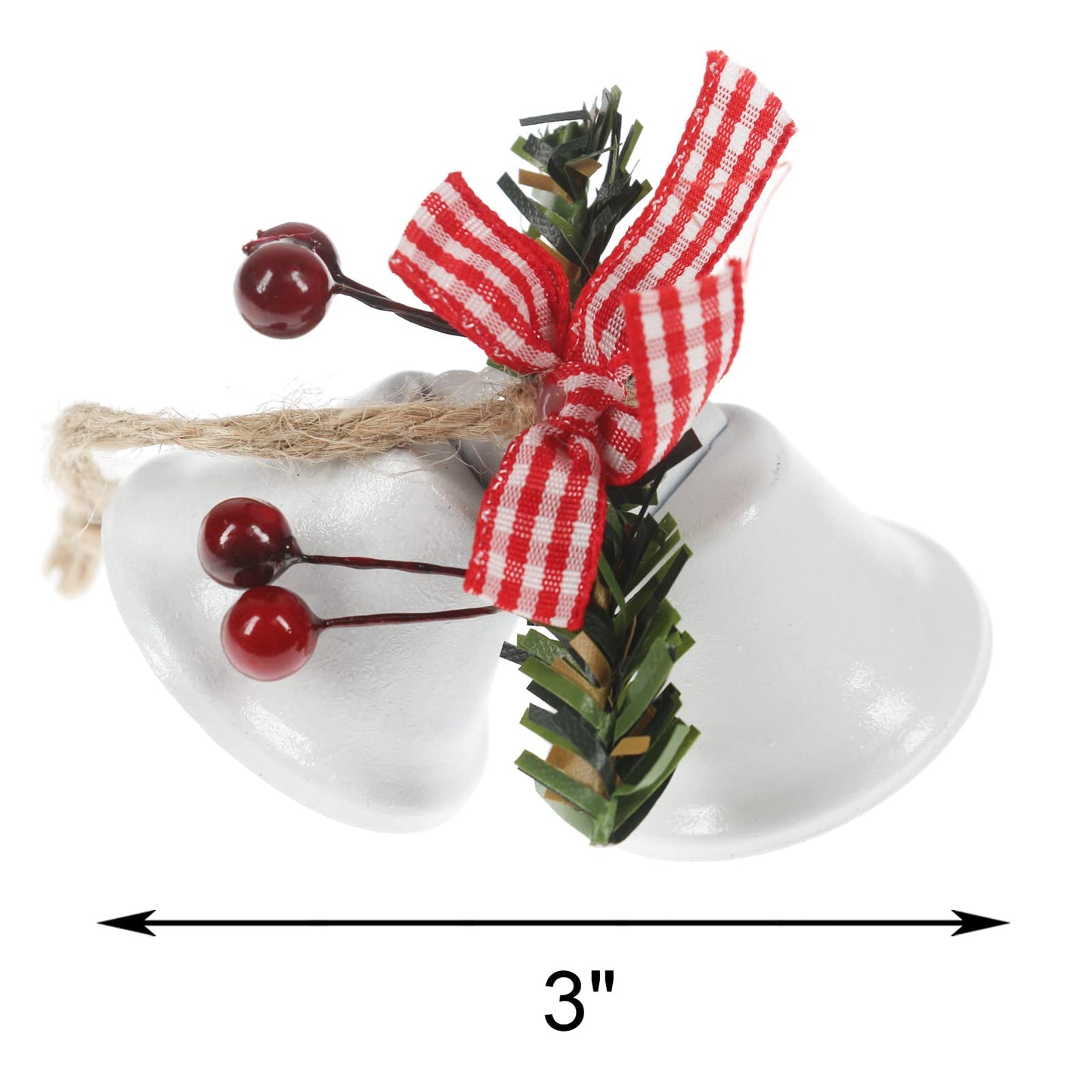 Tinsow 6 Pcs Red Christmas Bells, Tree Hanging Ornament Metal Jingle Bells for Christmas Holiday Decoration (6, White)