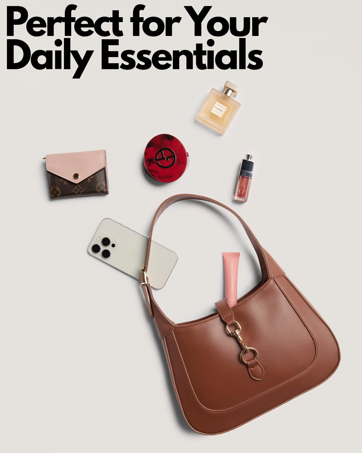 Apryl Shoulder Bag for Women - Small Shoulder Purses - Brown Purse - Cute Trendy Handbags - Adjustable Strap Vegan Leather