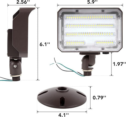 60W LED Flood Light with Knuckle, Outdoor Flood Light Dusk to Dawn Photocell 5000K 7800lm AC100-277V Equivalent 600W, ETL Waterproof Wall Mount LED Security Light for Yard Entrance Garden