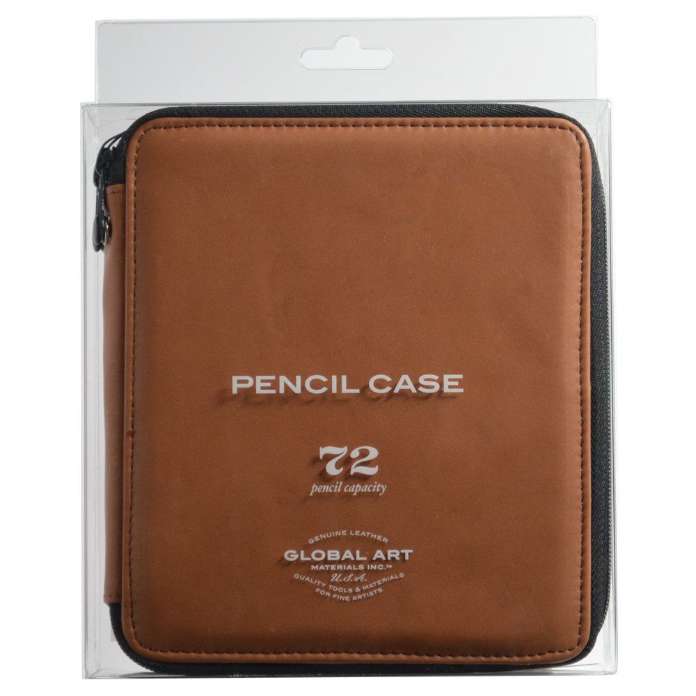 Speedball Art Products Genuine Leather Storage Case for Pencils, Markers, Pens and Art Supplies, Holds Up To 72 Standard Pencils, Antique Brown