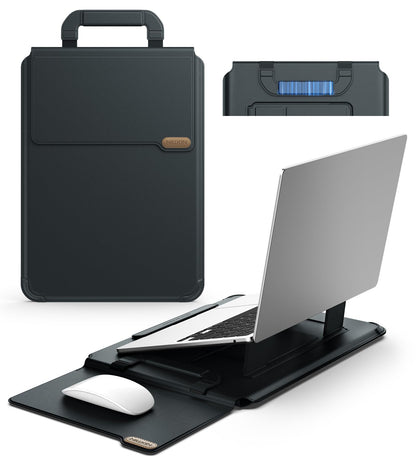 Nillkin 16 inch Laptop Sleeve with Handle (4-in-1), 2 Stand Modes, MacBook Sleeve with Adjustable Stand & Mouse Pad, Slim Laptop Case 16 inch for Samsung/Surface/HP/Chromebook/Dell 13-16'', Black