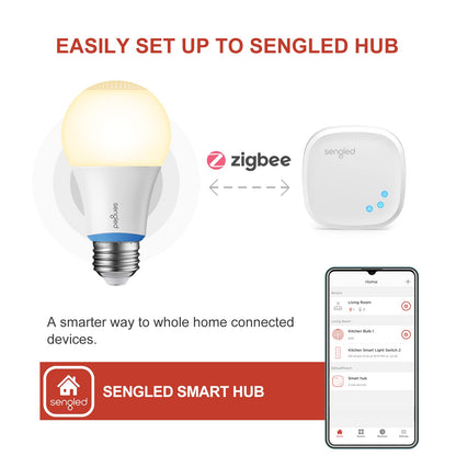 Sengled Smart Light Bulbs, Zigbee Hub Required, Works with Alexa and SmartThings, Voice Control with Google Home and Echo with built-in Hub, Soft White 60W Equivalent A19 Dimmable Smart Bulbs, 4-Pack