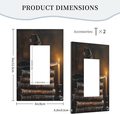 Decorative Art Light Switch Covers Wizard’s Hat & Spellbooks 1 Gang Rocker Outlet Decorative Switch plate Faceplate GFCI Light Switch Covers for Home Decor
