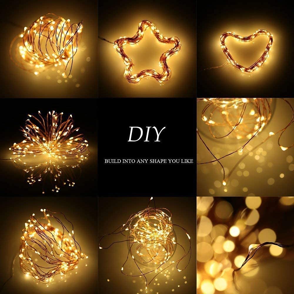 Sanniu Led Fairy Lights Battery Operated, 4 Packs Mini Battery Powered Copper Wire Starry String Lights for Christmas,Bedroom, Parties,Wedding,Indoor,Home Decoration (5m/16ft Warm White)