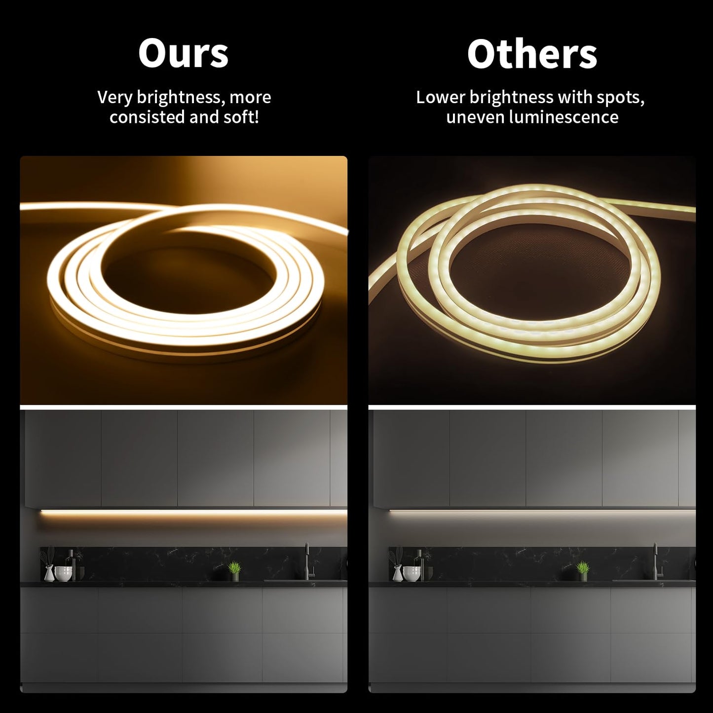 iNextStation Warm White LED Rope Lights 16.4FT/5M DC12V LED Strip Lights, IP65 Waterproof Silicone Neon Light Strip, Flexible Led Light Strip 0.98in Cut for DIY, Rope Led Lights for Bedroom(with Plug)