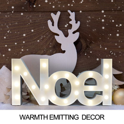 Bright Zeal 18" Large NOEL Sign Marquee Letters With Lights (White, 6hr Timer) - Christmas Wall Decor NOEL Letter Christmas Tabletop Decorations For Home - Light Up Tabletop Decorations