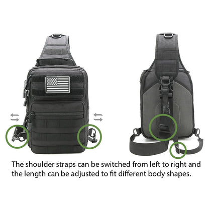 GAZJYUSP Tactical travel sling bag Molle Crossbody bag Small tactical concealed carry bag Over the shoulder bag Daypack Range Bag Shoulder pack Hunting chest Bag (Black)