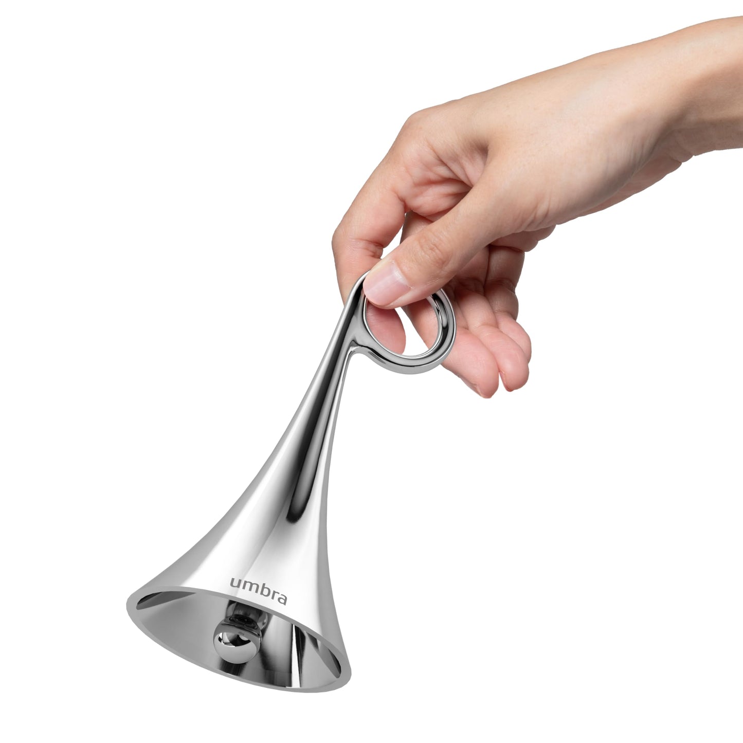 Umbra Isa Bell - Decorative Modern Dinner Bell, Chrome Hand Bell for Home or Office