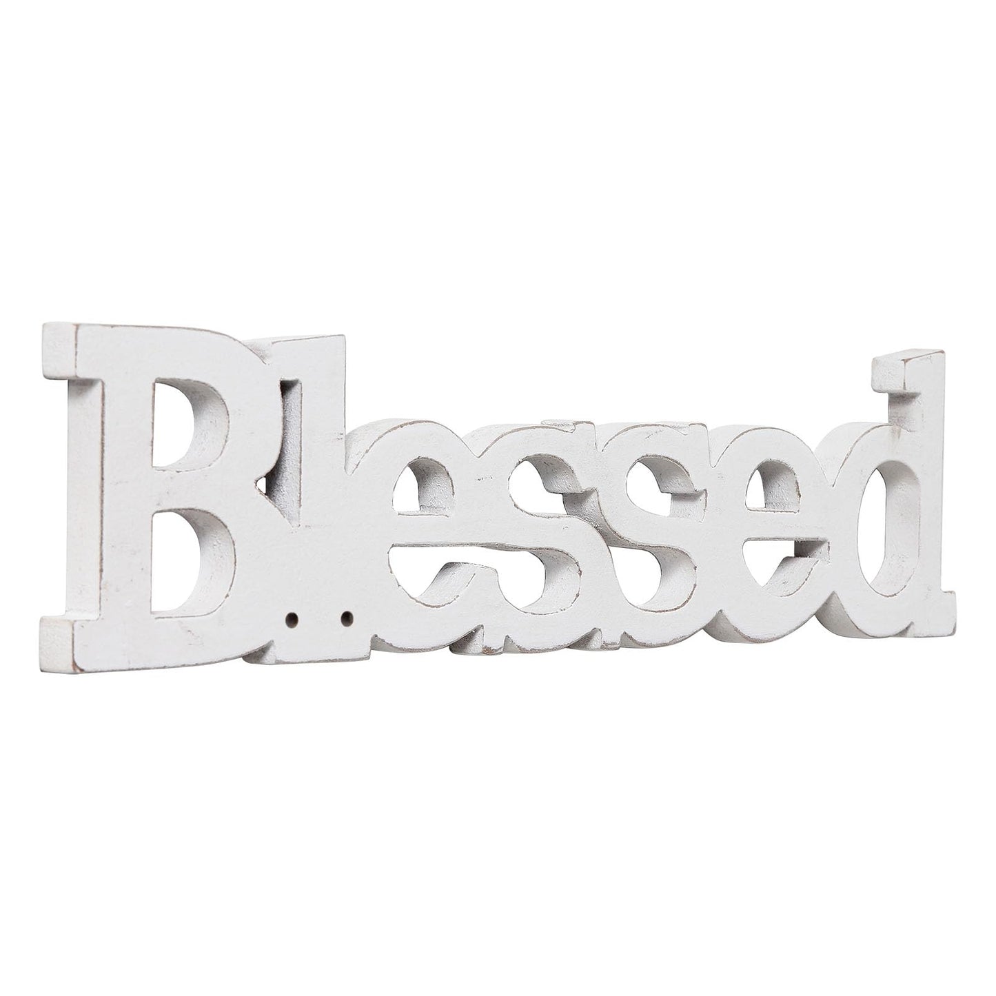 Sintosin Farmhouse Wood Blessed Sign for Table 15", Hanging Distressed White Wall Decoration, Rustic Blessed Signs for Home Decor, Thanksgiving Christmas Signs Decor for Living Room