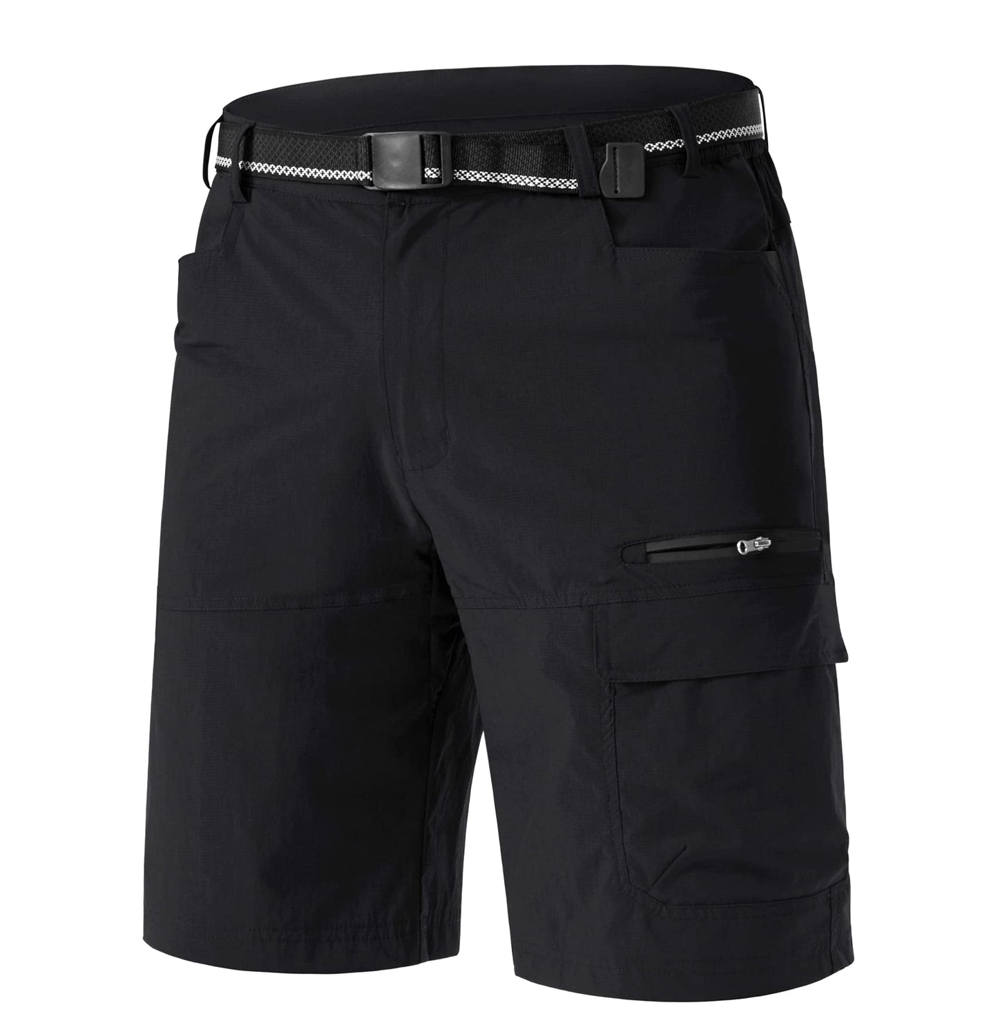 TACVASEN Mens 10" Hiking Cargo Shorts Golf Casual Lightweight Quick Dry Summer Dress Fishing Travel Shorts with Zipper Pockets Black 40