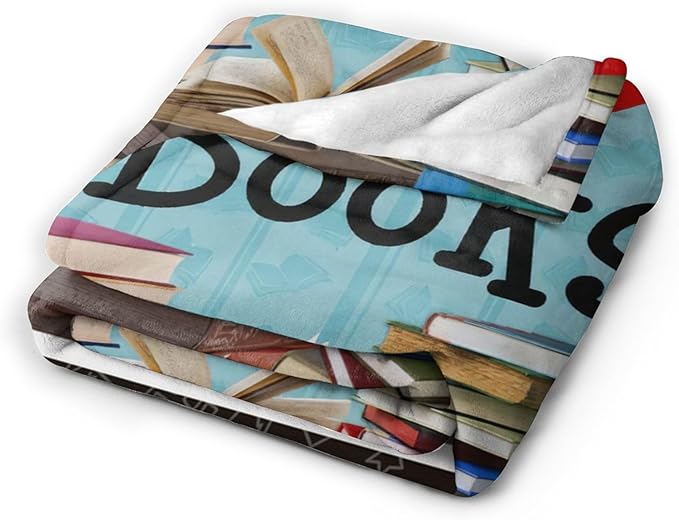 Book Blanket Decor Gifts for Book Lover Flannel Fleece Fuzzy Reading Throw Blanket Soft Warm Cozy Plush Book Blanket for Bed Couch Living Room Stuffed Decoration for Kids Adult 80"x60"