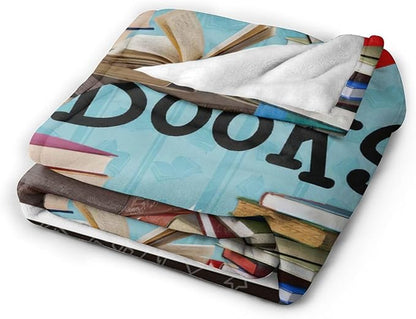 Book Blanket Decor Gifts for Book Lover Flannel Fleece Fuzzy Reading Throw Blanket Soft Warm Cozy Plush Book Blanket for Bed Couch Living Room Stuffed Decoration for Kids Adult 80"x60"