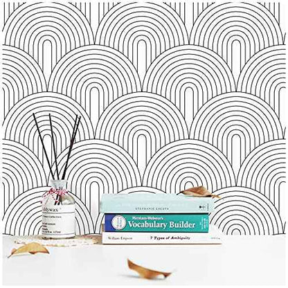Floralplus Peel and Stick Modern Wallpaper Black Contact Paper for Shelf Liner Kitchen Renter Friendly Wallpaper for Bathroom Vinyl Textured Contact Paper for Home Decor 17.7 x 118 in