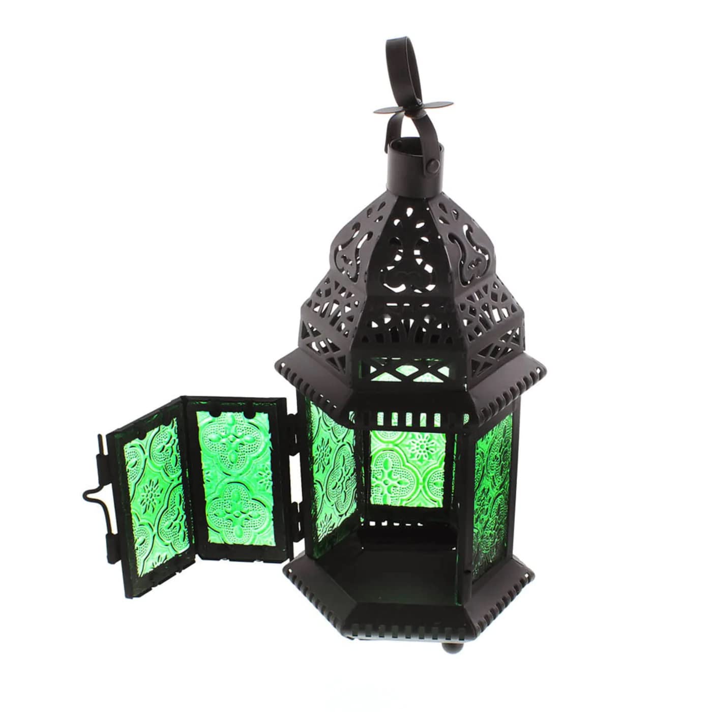 Gifts & Decor Green Glass Moroccan Candle Holder Hanging Lantern