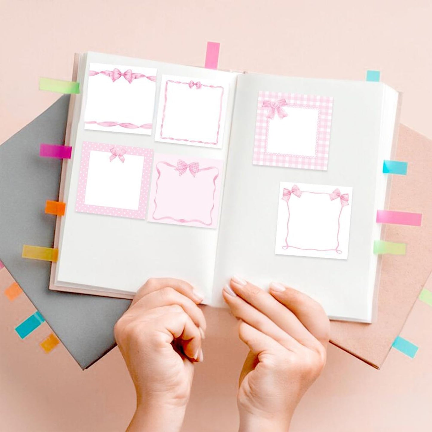 Cute Sticky Notes 3x3 Pink Bow Sticky Note Pads Aesthetic Coquette Bows Note Pad Self-Stick Ribbon Bowknot Stickey Notes Memo Pad Stationery Study School Essentials Desk Office Teacher Supplies
