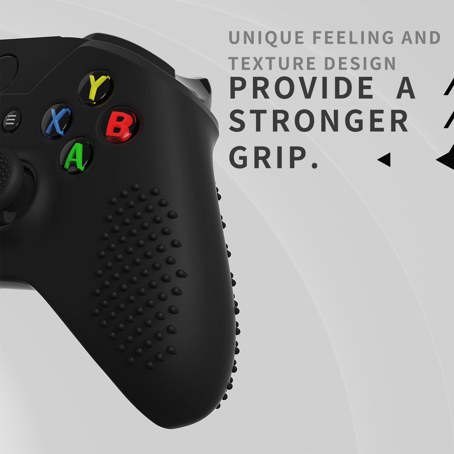 eXtremeRate PlayVital Soft Anti-Slip Silicone Controller Cover Skins Thumb Grips Caps Protective Case for Xbox One X/S Controller (Model 1708)- Black