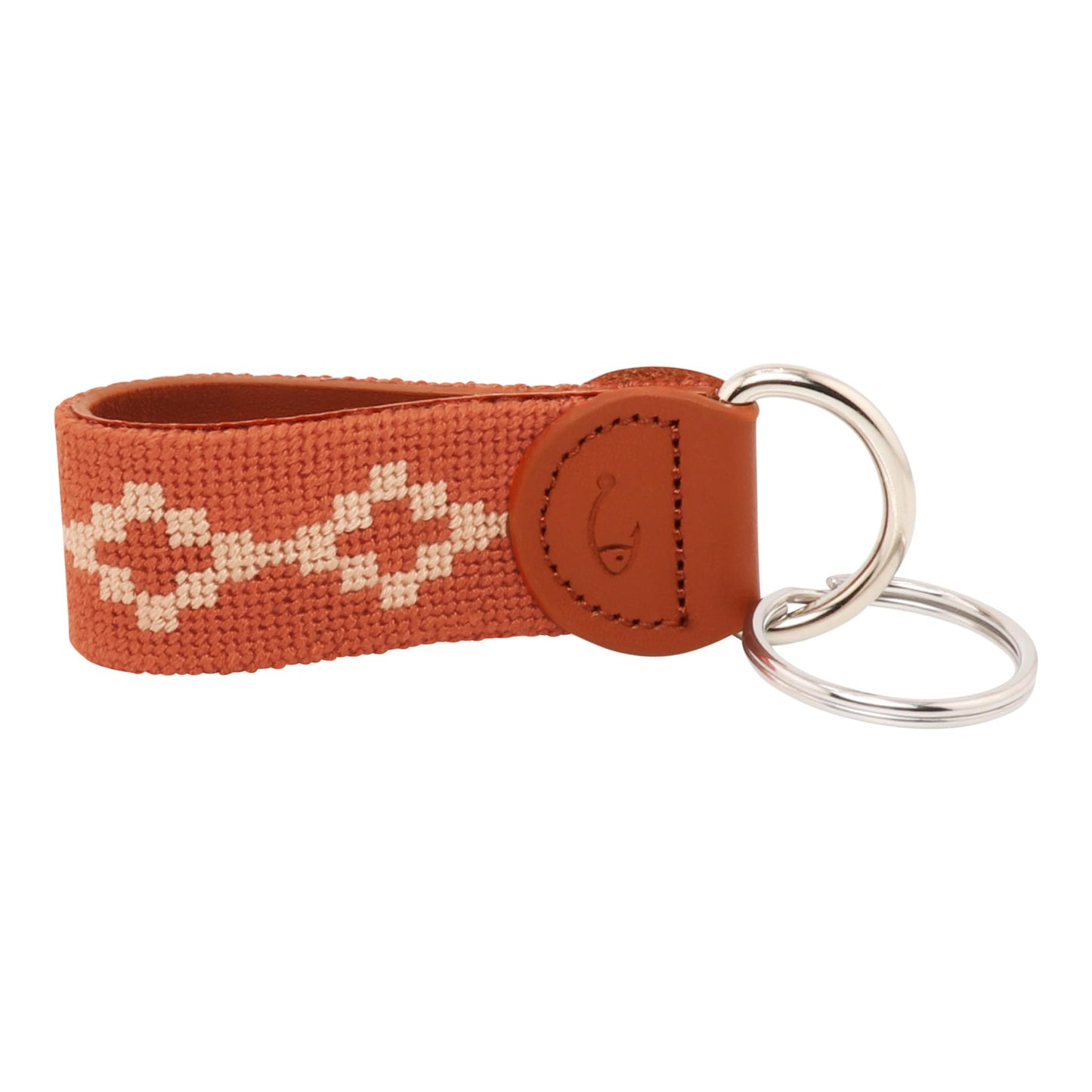 Huck Venture Leather Hand-Stitched Needlepoint Key Fob or Key Chain (Argentine)