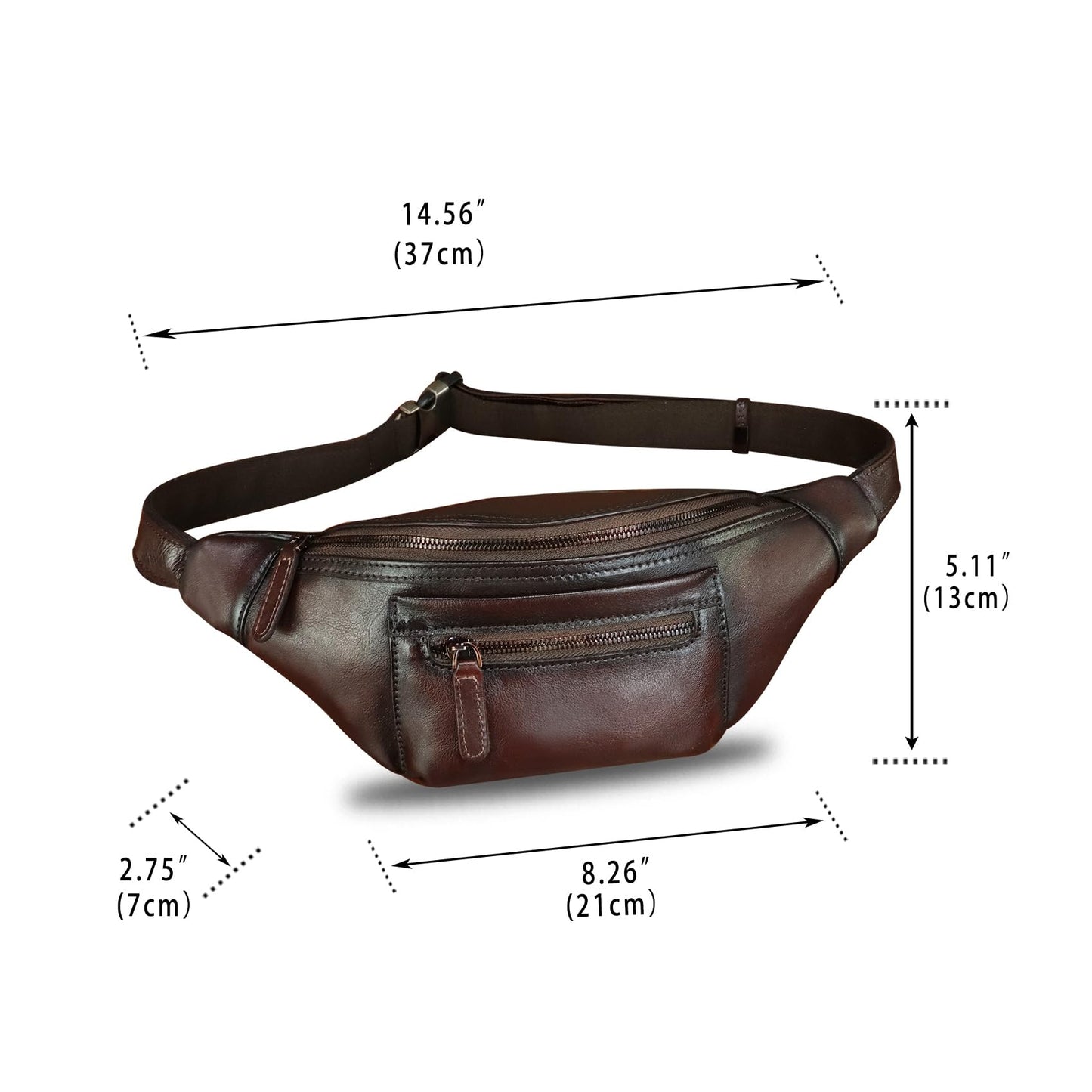Genuine Leather Fanny Pack for Men and Women Vintage Handmade Leather Waist Bag Sling Backpack Hip Purse Crossbody Bag (Coffee)
