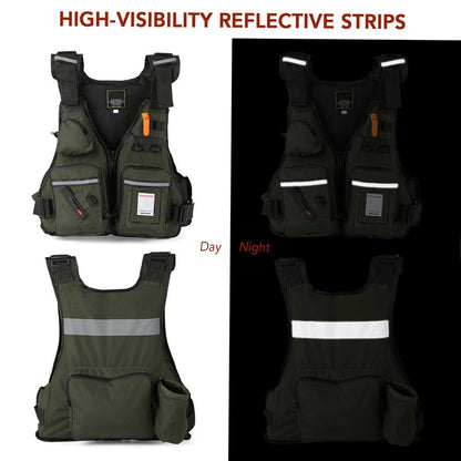 Meenoutt Fly Fishing Vest, Lightweight Breathable Fishing Jacket for Sailing Boating Kayak Bass (Orange Camouflage)