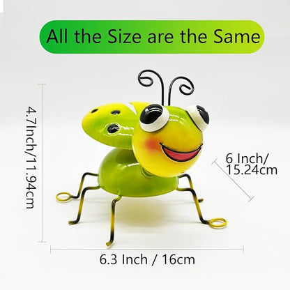 Metal Yard Art Garden Decor for Outside Cute Green Ladybugs Lawn Patio Ornaments Backyard Decorations Garden Gifts for Mom - Set of 2
