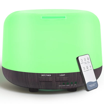 Oil Diffuser Humidifier 300ML,Electric Ultrasonic Air Aroma Diffusers Vaporizer,Scent Mist Defuser with Remote,Auto-Off,7led Color Changing Light for Large Bed Room,Home,Office